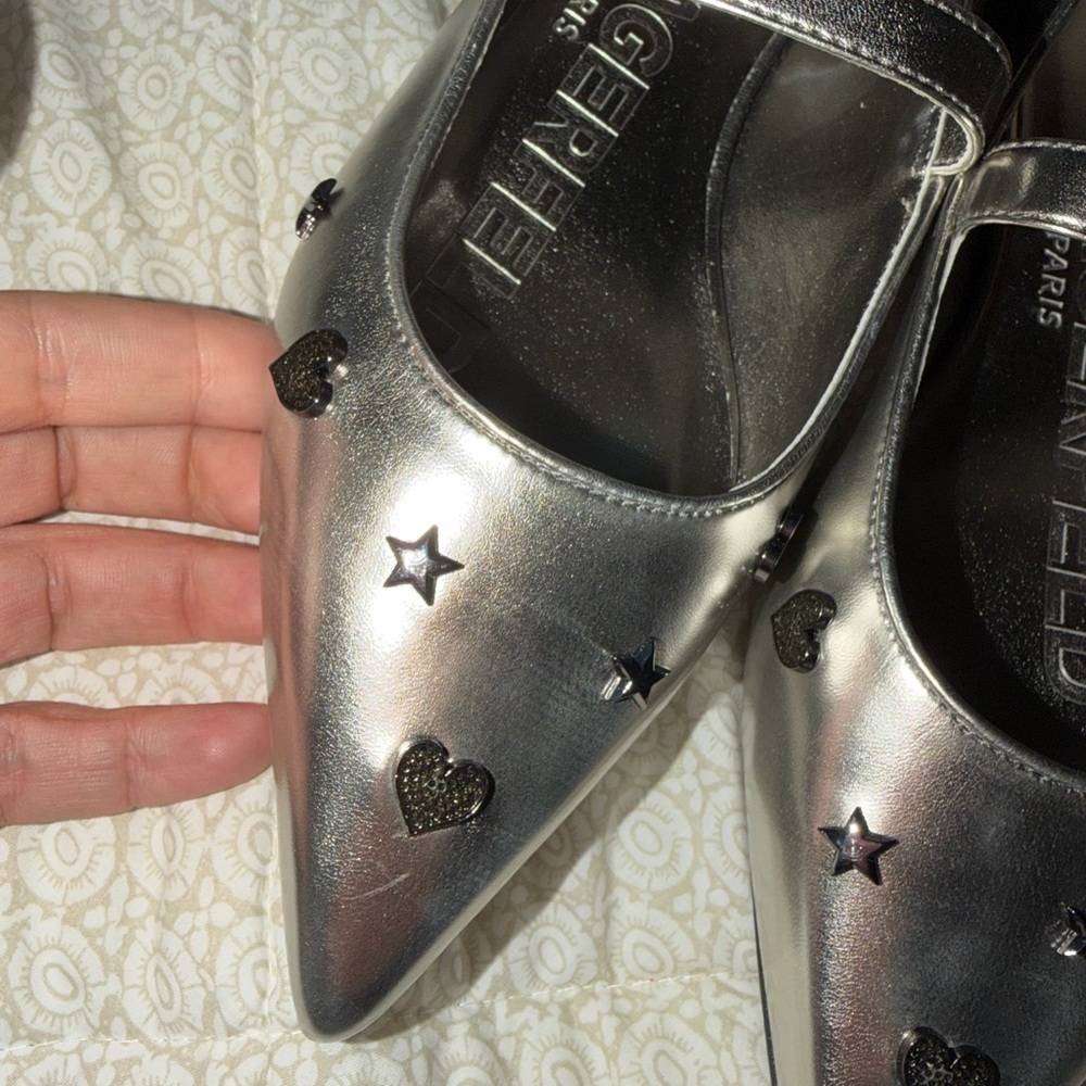 Karl Lagerfeld Metallic Mary Jane Shoes - Picture 3 of 6